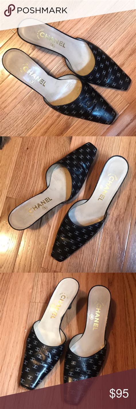 chanel kitten heel slides|Chanel kitten heels for sale.